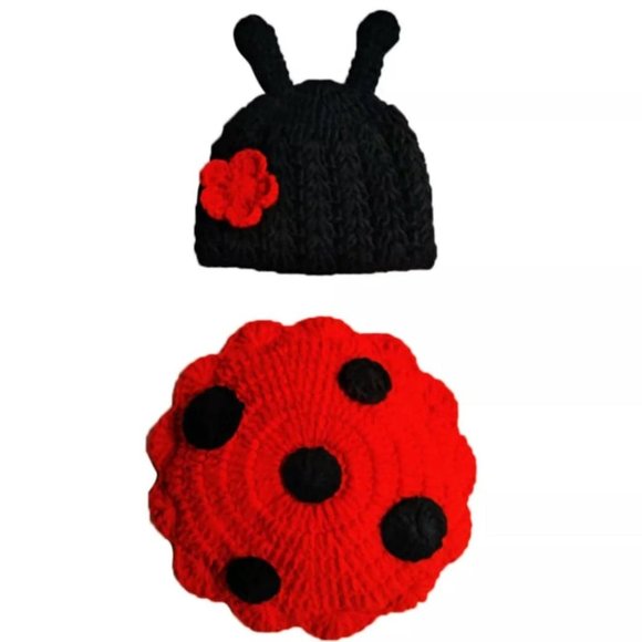Newborn Photography Props Lady Bug Insect Design Knitted Accessories - Picture 4 of 8